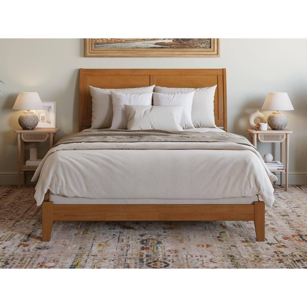 AFI Portland Queen Solid Wood Foundation Bed, Light Toffee