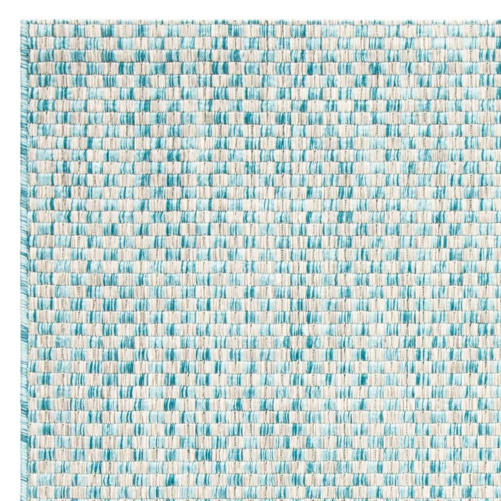 Courtyard CY8653 Power Loomed Indoor and Outdoor Area Rug - Light Blue/Light Grey - 4'x4' - Safavieh
