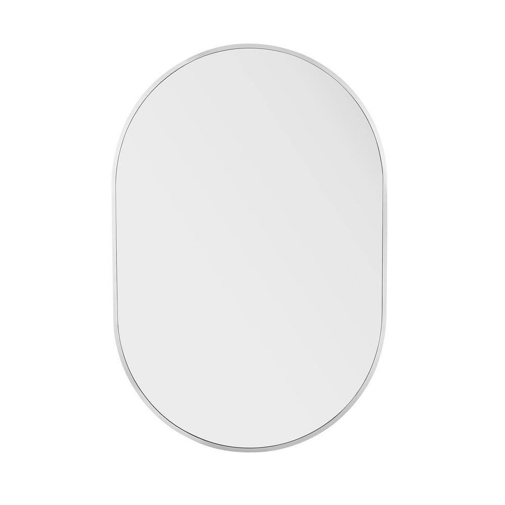 Arpella  Nuova Metal Framed Oval Mirror in Matte Black or Polished Chrome 24 x 36 - Chrome