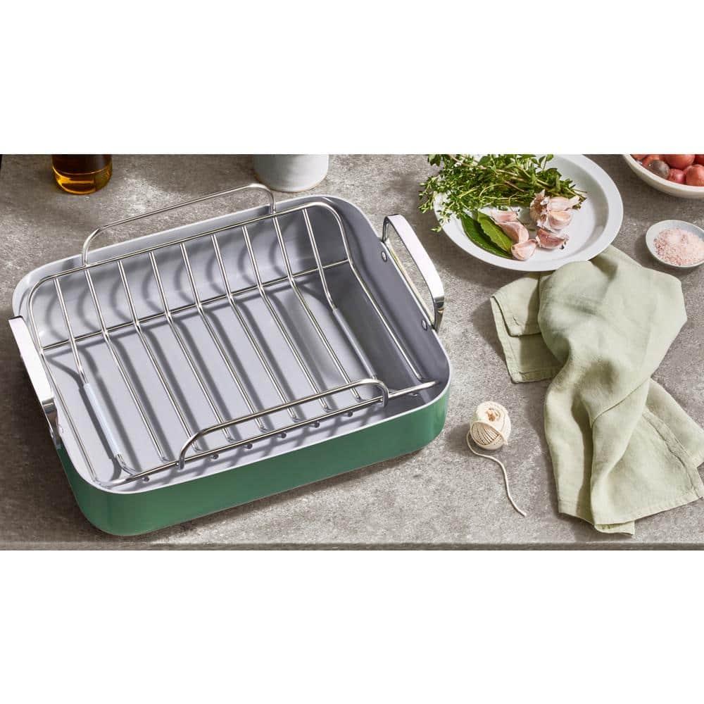 Caraway ® Sage Ceramic Non-Stick Roasting Pan with Rack