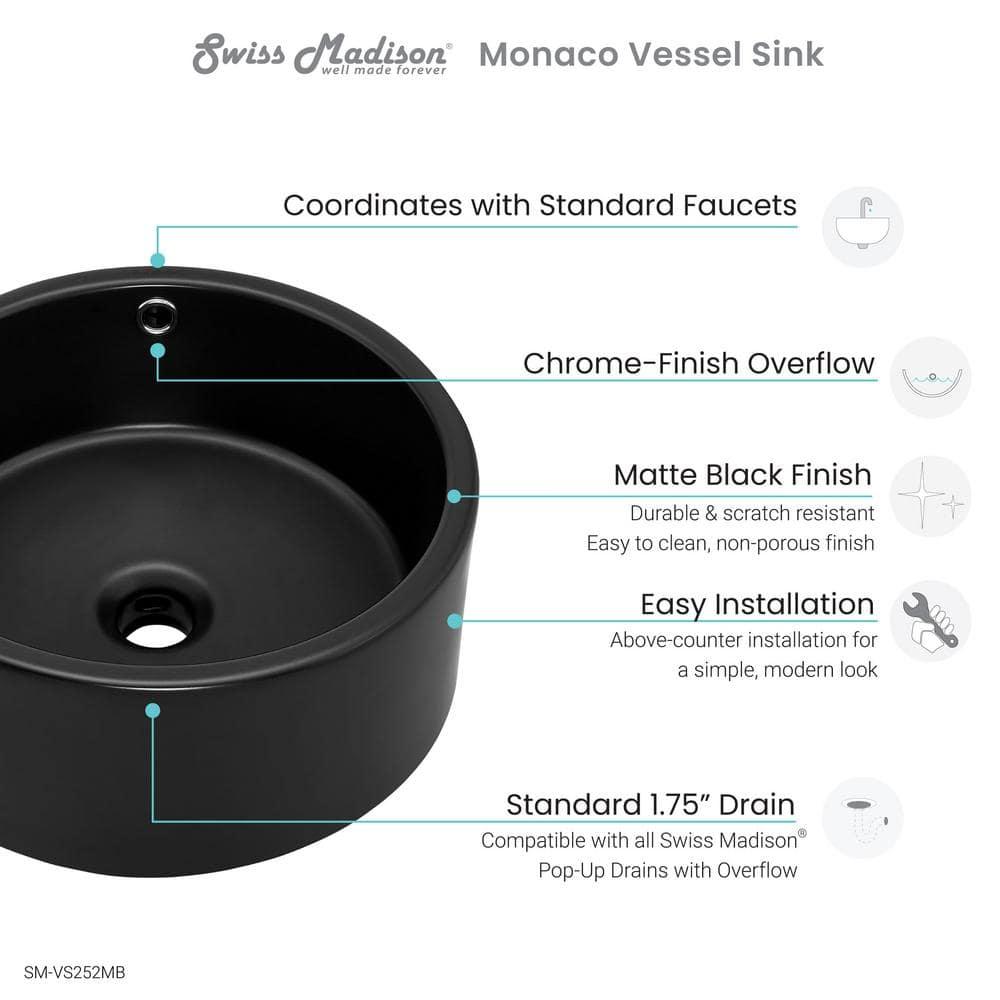Monaco Round Ceramic Bathroom Vessel Sink