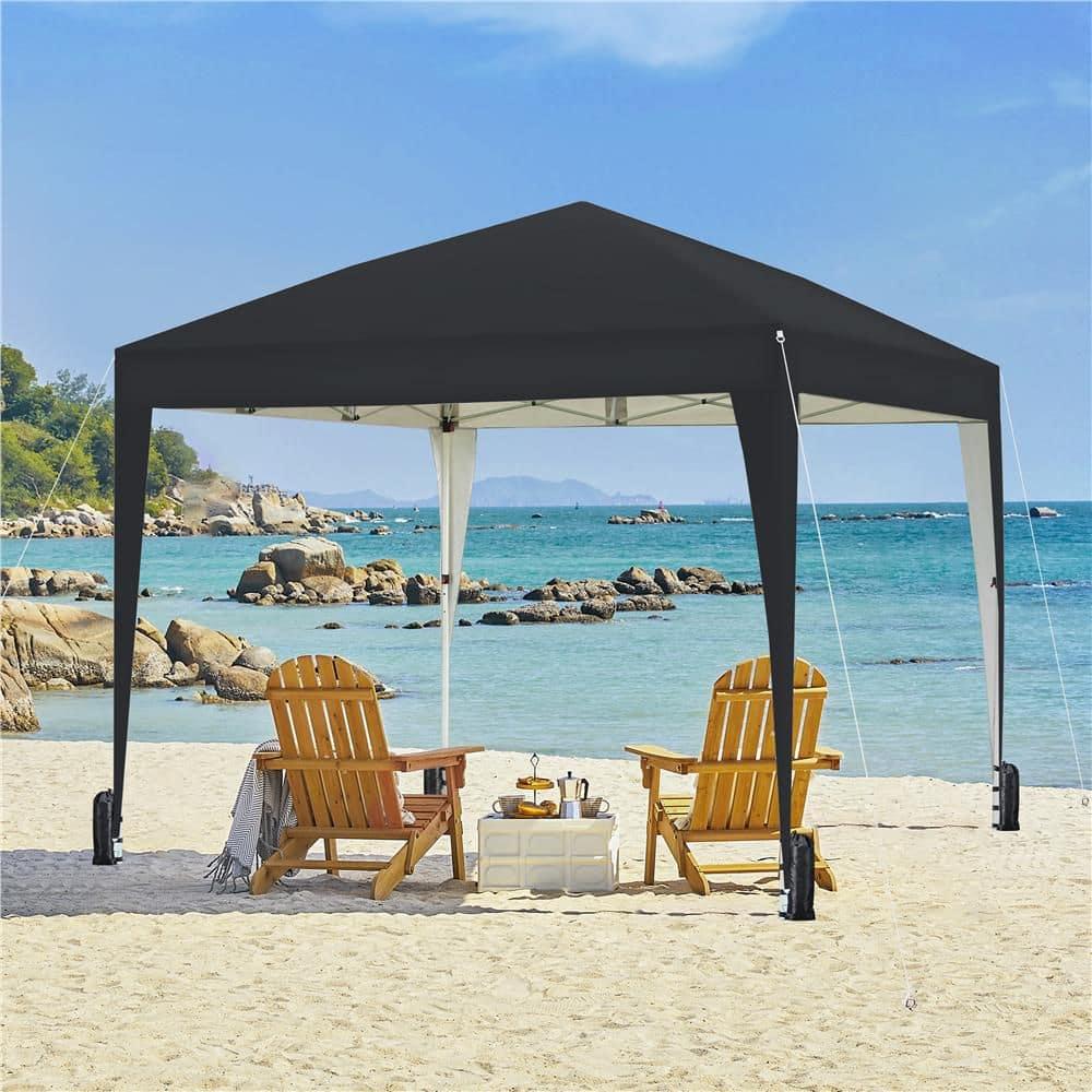 Yaheetech 8x8 Pop Up Canopy with 4 Removable Sidewalls, Portable Enclosed Instant Tent, Waterproof Outdoor Tent, Beach Sun Shelter with 4 Sandbags, 8 Stakes & 4 Ropes, Black