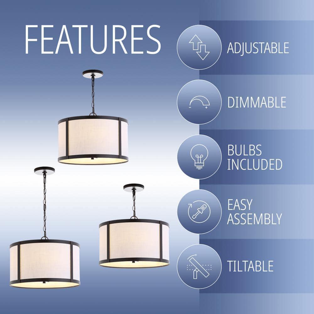 Thatcher 17" Metal LED Pendant Light, Oil Rubbed Bronze/White