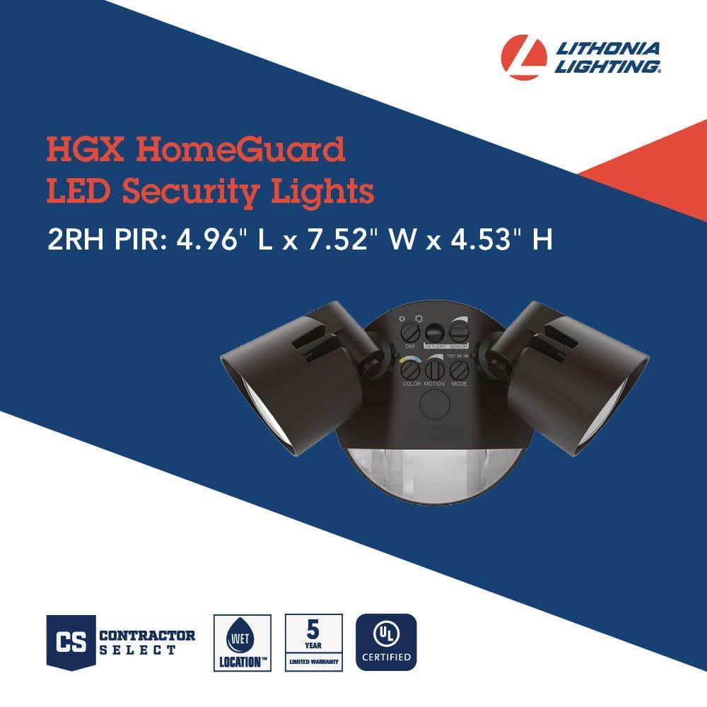 Lithonia Lighting 2 - Head Hardwired Dusk to Dawn Outdoor Security Flood Light with Motion Sensor