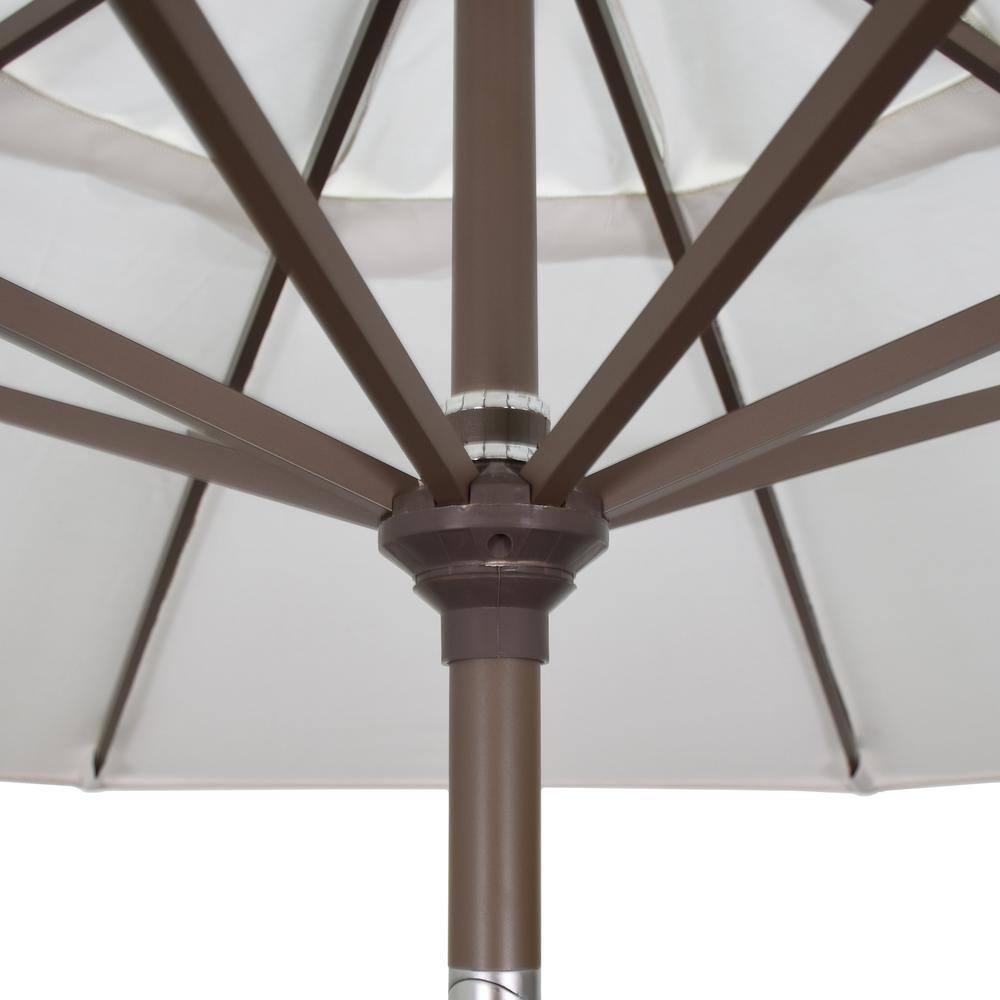 California Umbrella 7.5' Round Aluminum Market Umbrella, Crank Lift, Push Button Tilt, Bronze Pole, Olefin Frost Blue