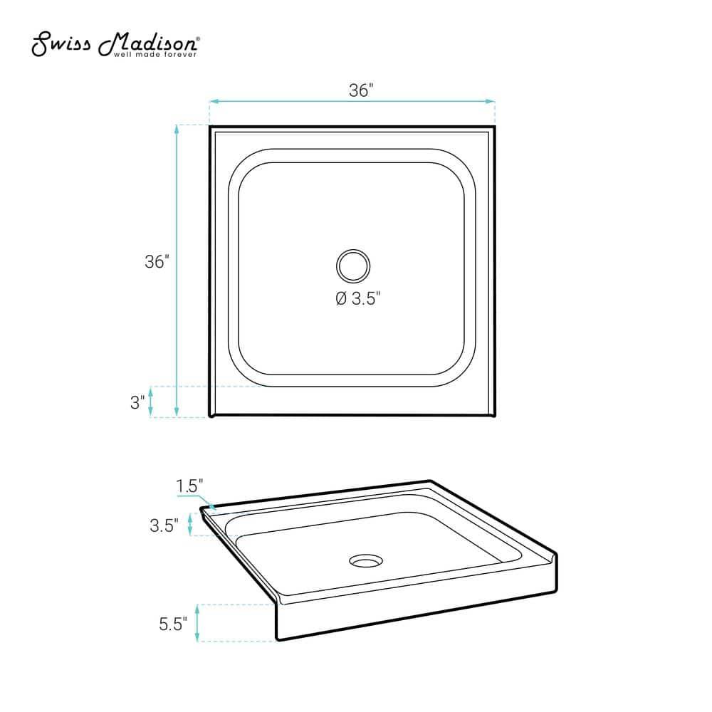 Voltaire 36" x 36" Single-Threshold, Center Drain, Shower Base