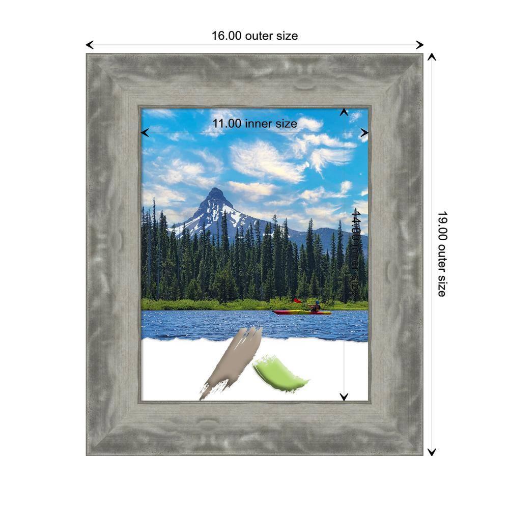 Amanti Art Waveline Silver Narrow Picture Frame Opening Size 11x14 in.