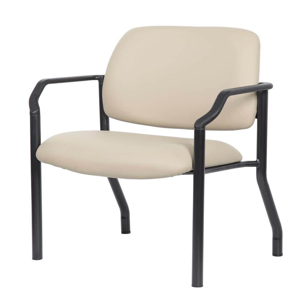 Boss Office Products Big and Tall Vinyl 500 lb. Weight Capacity Guest Armchair, Beige