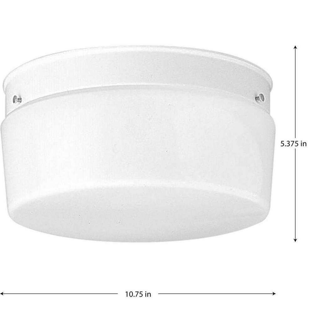 Progress Lighting Airpro 2-Light Flush Mount Ceiling Fixture, White Finish, White Glass Shade