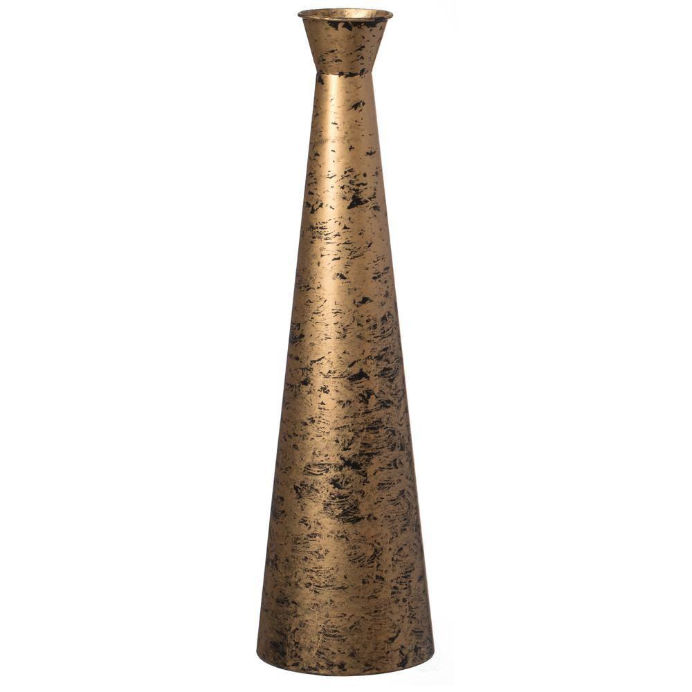 Medium Gold Brushed Metal Decorative Floor Vase