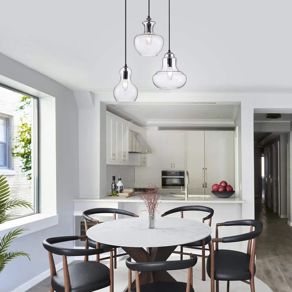 Beveen Round 3-Light Glass Gourde Lamp Collection