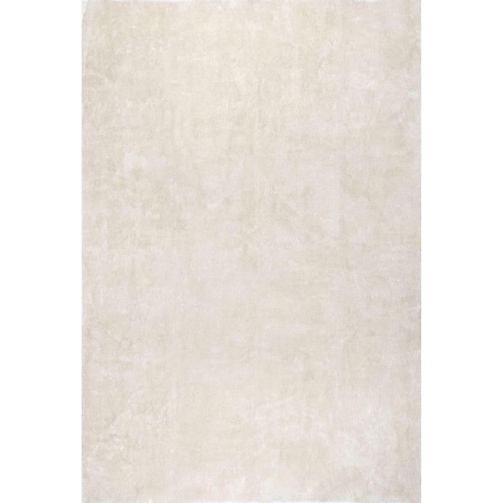 nuLOOM 6' x 9' Cozy Plush SuperiorWash Area Rug, Machine Washable, Non-Slip, Soft Fluffy Shag Carpet for Living Room Bedroom Nursery, Loni Cream
