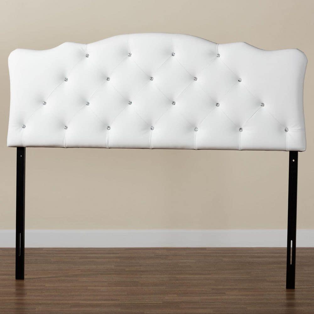 Queen Rita Modern And Contemporary Faux Leather Upholstered Button-Tufted Scalloped Headboard White - Baxton Studio