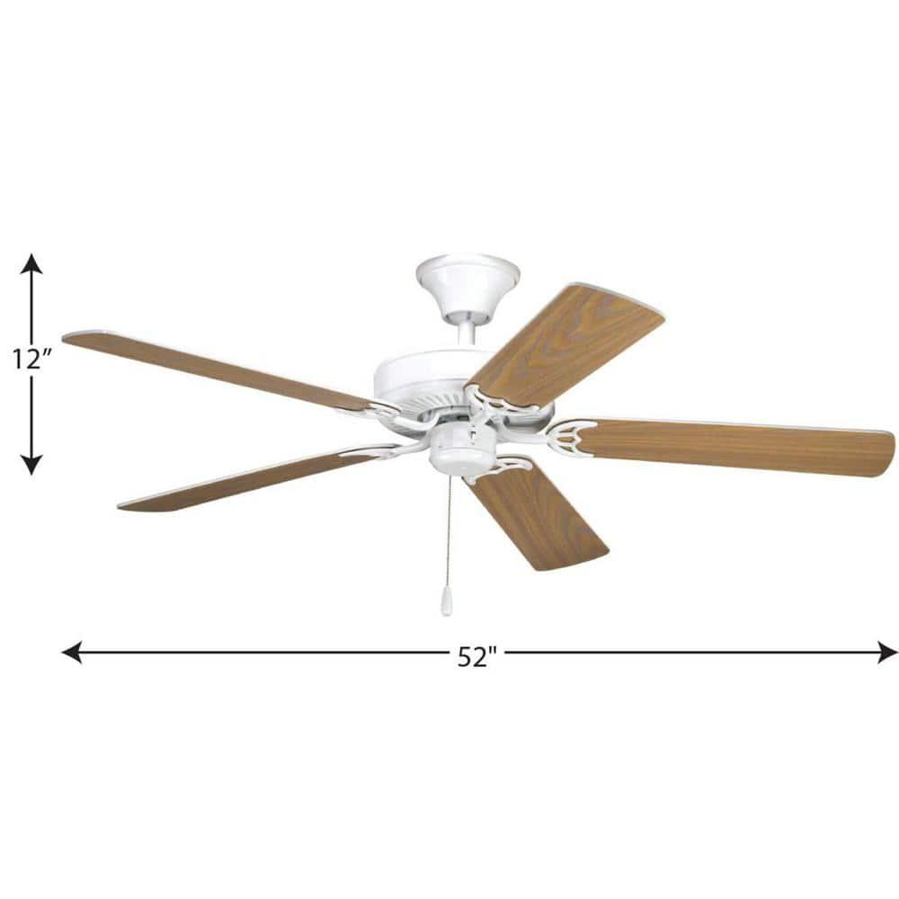 P2501-30-Progress Lighting-AirPro - Wide - Ceiling Fan in Transitional style - 52 Inches wide by 13.5 Inches high-White/Washed Oak Finish