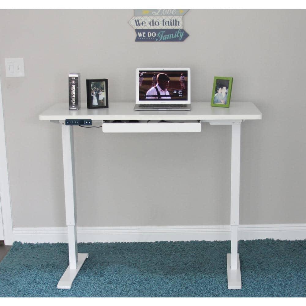 Motionwise White Electric Height Adjustable Standing Desk, 24”x48", Height Adjustable 28"-48" with 4 pre-set height adjustments and USB Charge Port, Multiple Colors