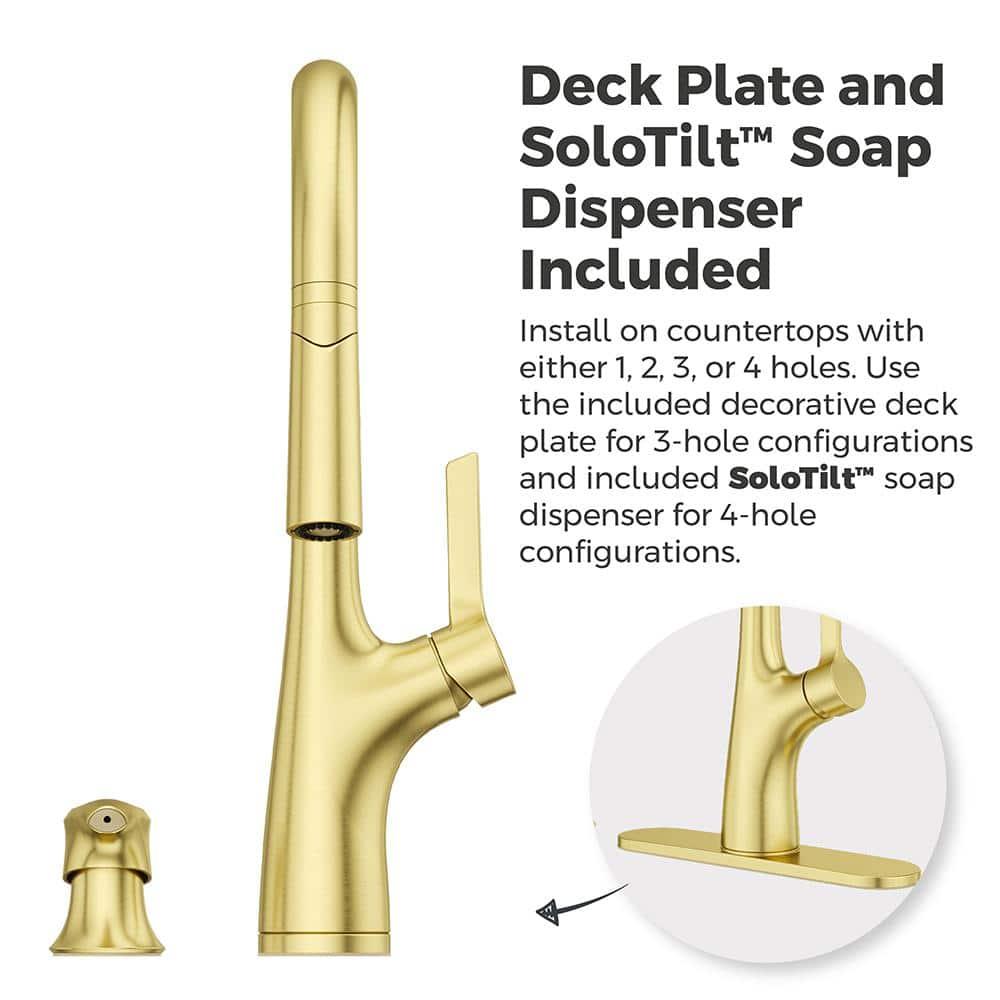 Ceylon Single Handle Culinary Pull Down Sprayer Kitchen Faucet in Brushed Gold