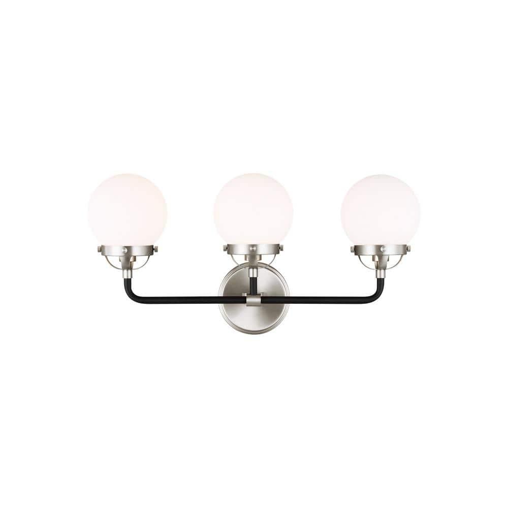 Generation Lighting Cafe 21.75-in 3 -Light Brushed Nickel Modern/contemporary Vanity light