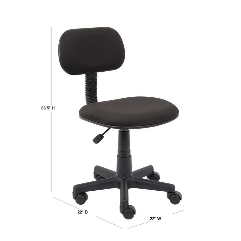 Fabric Steno Chair Black - Boss Office Products: Pneumatic Lift, Nylon Base, Swivel Casters