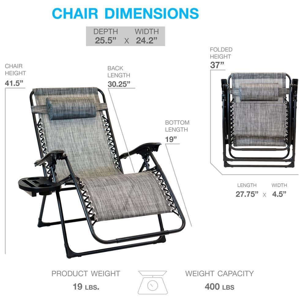Best Choice Products Oversized Zero Gravity Chair, Folding Outdoor Patio Recliner w/ Cup Holder - Gray