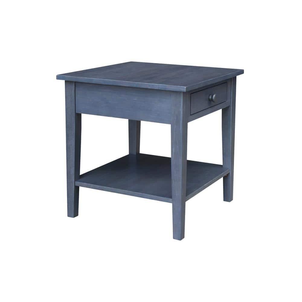 International Concepts Spencer End Table Antique Washed Heather Gray: Modern Square Hardwood Side Table, 25" High