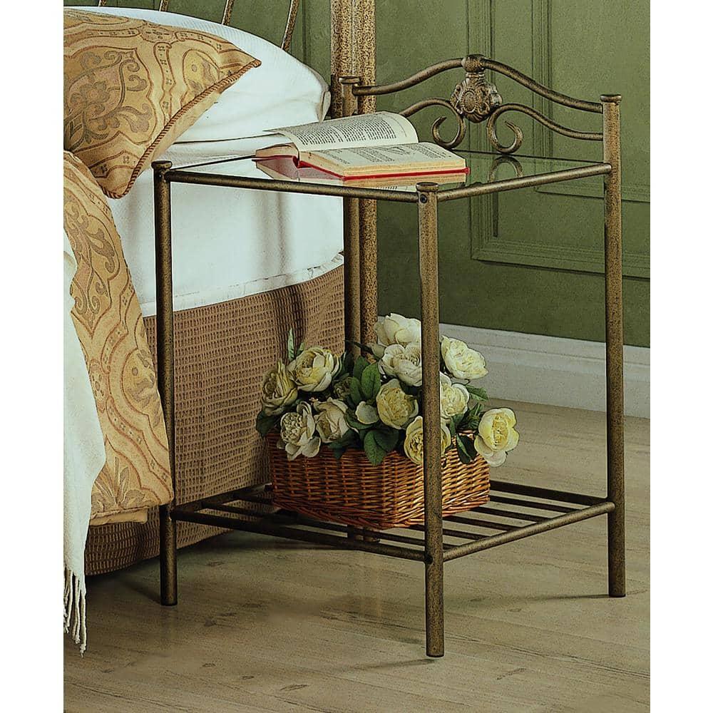 Sydney 2-shlef Nightstand Antique Brushed Gold