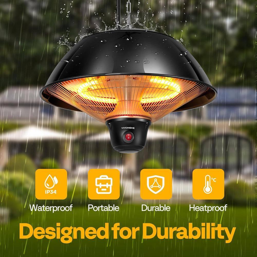 VIVOHOME 1,500-Watt Outdoor Ceiling Mount Hanging Patio Heater with 3 Heat Settings