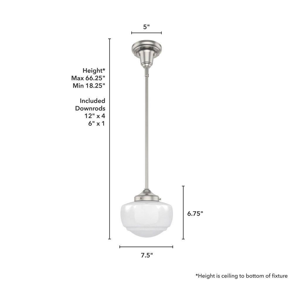 Saddle Creek 1 - Light Single Schoolhouse Pendant with Glass