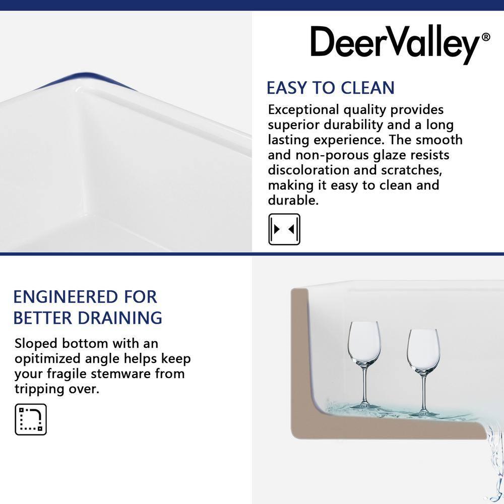 DeerValley 33" L X 20" W Single Basin Workstation Farmhouse Kitchen Sink With Sink Grid, Cutting Board And Dish-Drying Rack