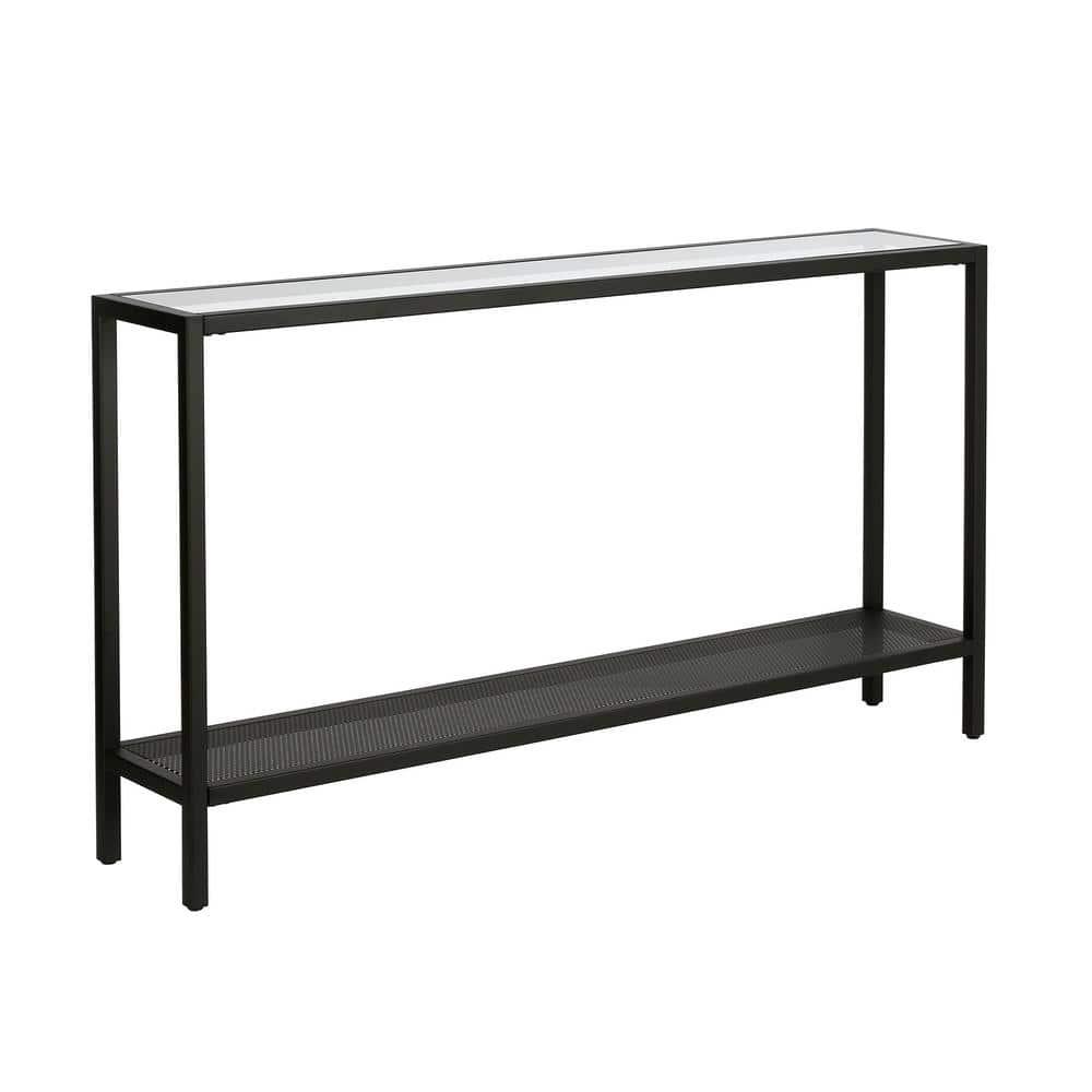 Evelyn&Zoe Rigan 55" Wide Rectangular Console Table, Blackened Bronze