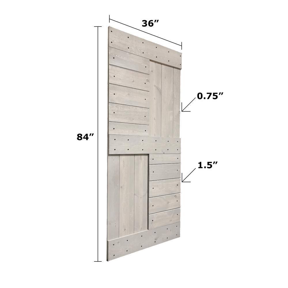 84'' Solid Wood Paneled with Installation Hardware Kit Barn Door