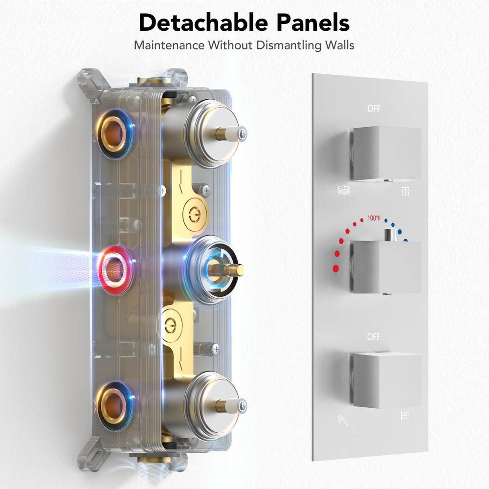 Thermostatic Shower Faucet System,12" & 6" Dual Shower Head with Rough-In Valve