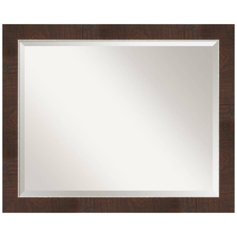 Amanti Art 32" x 26" Wildwood Framed Bathroom Vanity Wall Mirror Brown: Modern Rectangle, Beveled, Wall Mount, Polystyrene Frame