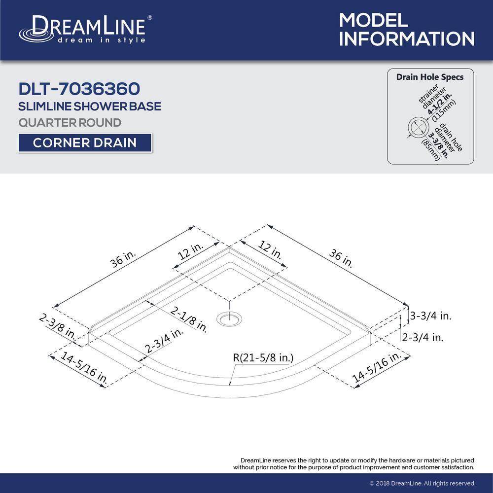 DreamLine Prime 36" x 74.75" Round Sliding Shower Enclosure with Base Included DL-6702-89-04