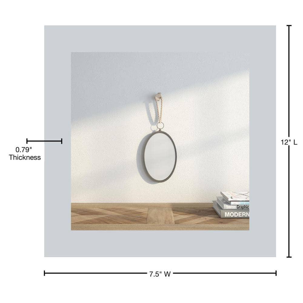 Large Oval Metal Wall Mirror with Rope Hanging Loop - Stonebriar Collection: Farmhouse Style, No Assembly Required