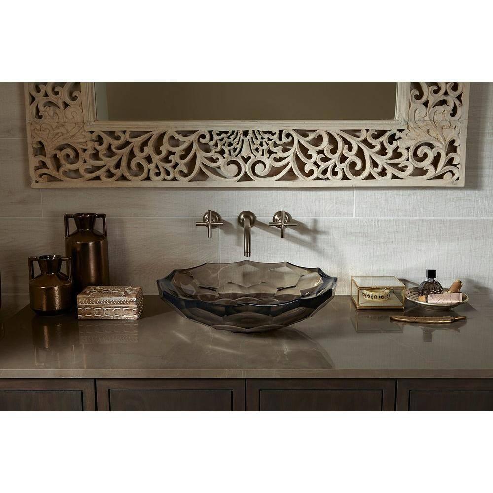Kohler Briolette, Artist Editions Oval Faceted Glass Bathroom Vessel Sink