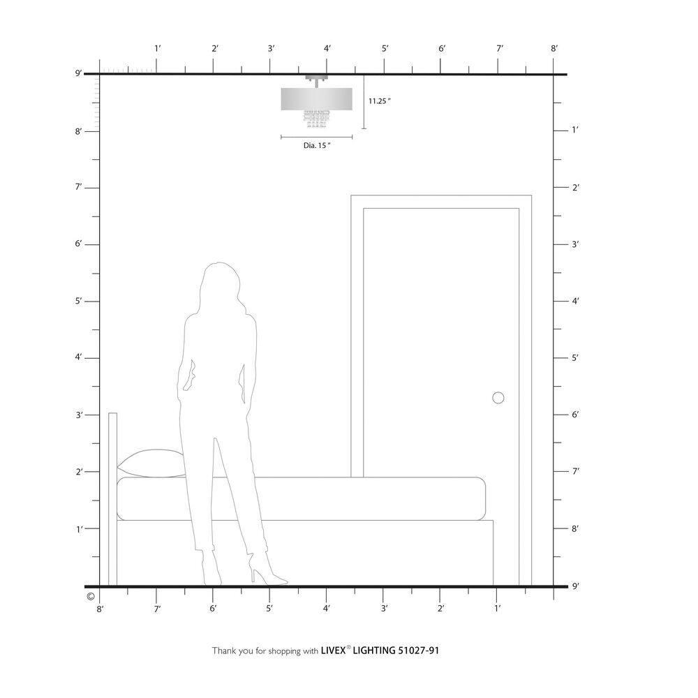Livex Lighting Carlisle 3 - Light Semi-Flush Mount in  Brushed Nickel