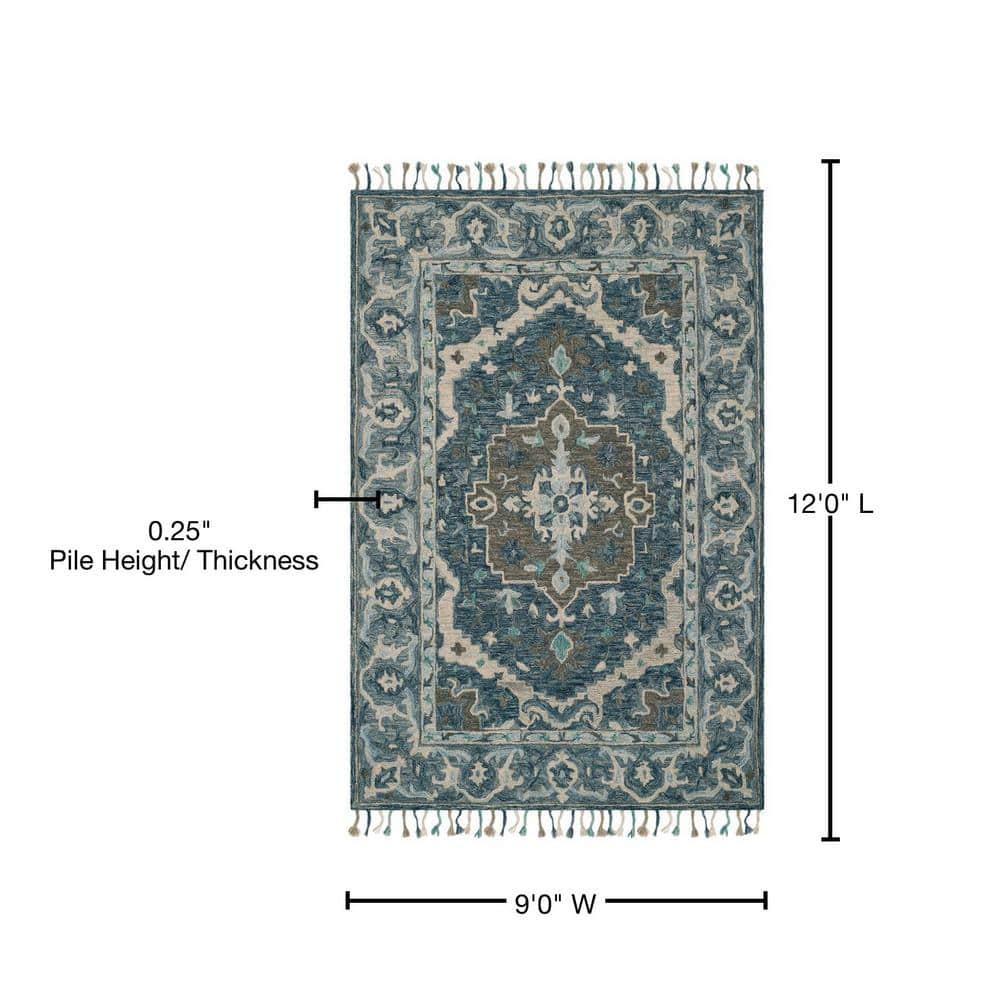 Aspen APN230 Hand Tufted Indoor Area Rug - Dark Blue/Grey - 9'x12' - Safavieh