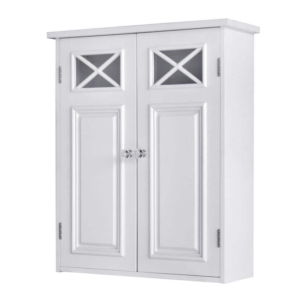 Dawson Two Doors Wall Cabinet White - Elegant Home Fashions: Traditional Style, Semi-Gloss Finish, Bathroom Storage