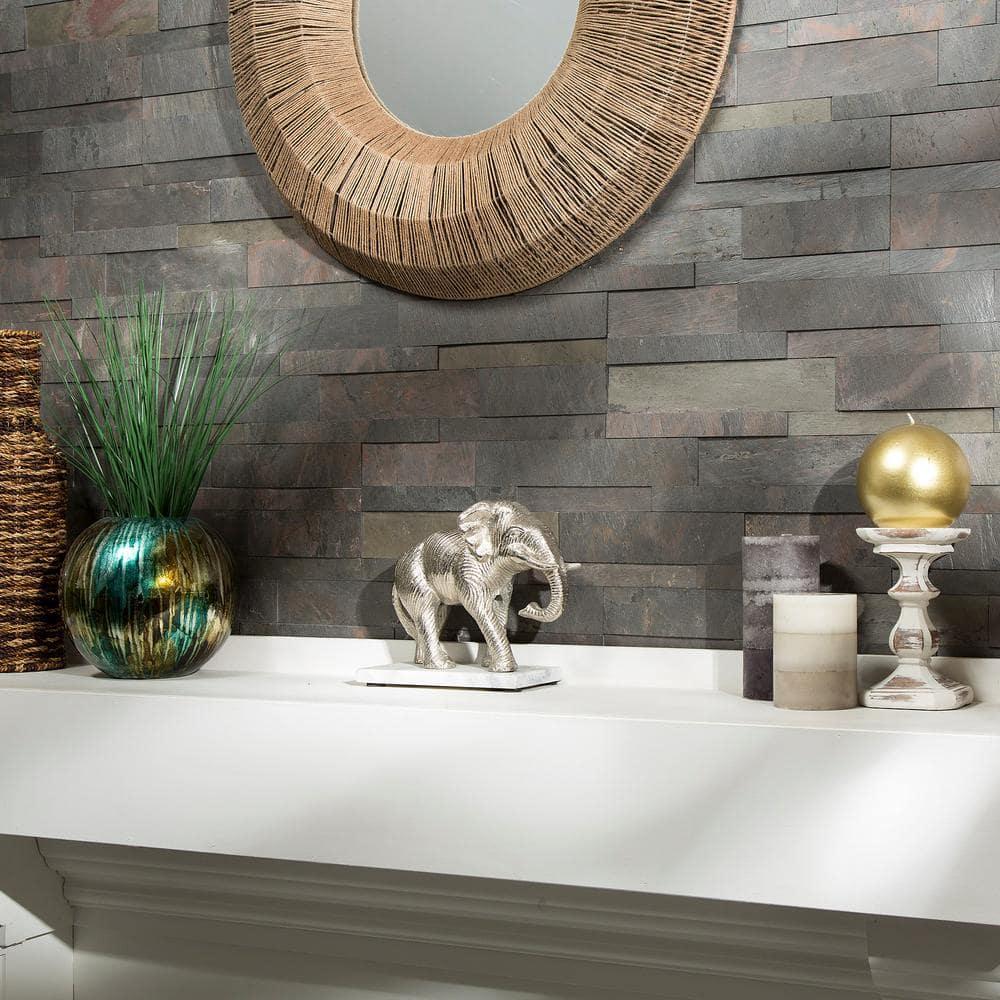 Aspect Peel and Stick Stone Overlay Kitchen Backsplash - Raised Kilnstone (5.9" x 23.6" x 1/4" -1 Pc)