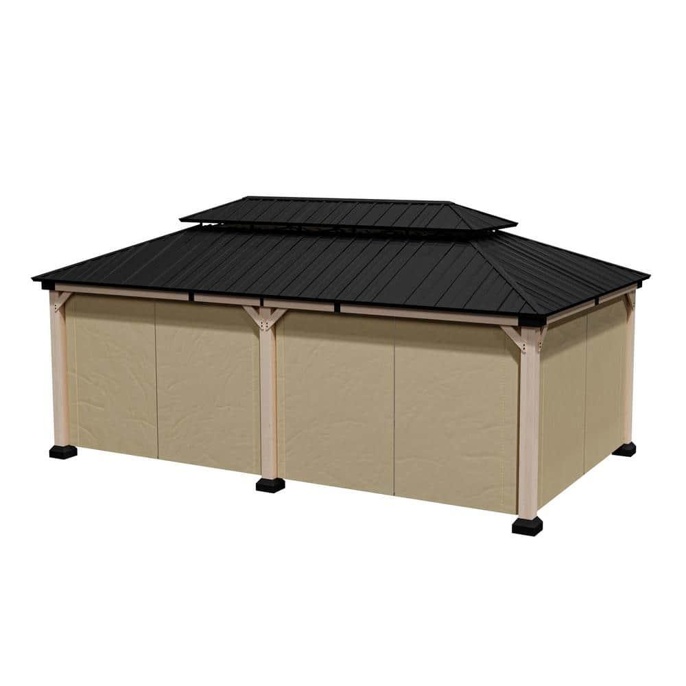 mondawe Dorey 20 Ft. W x 12 Ft. D Solid Cedar Wood Patio Gazebo with Curtains