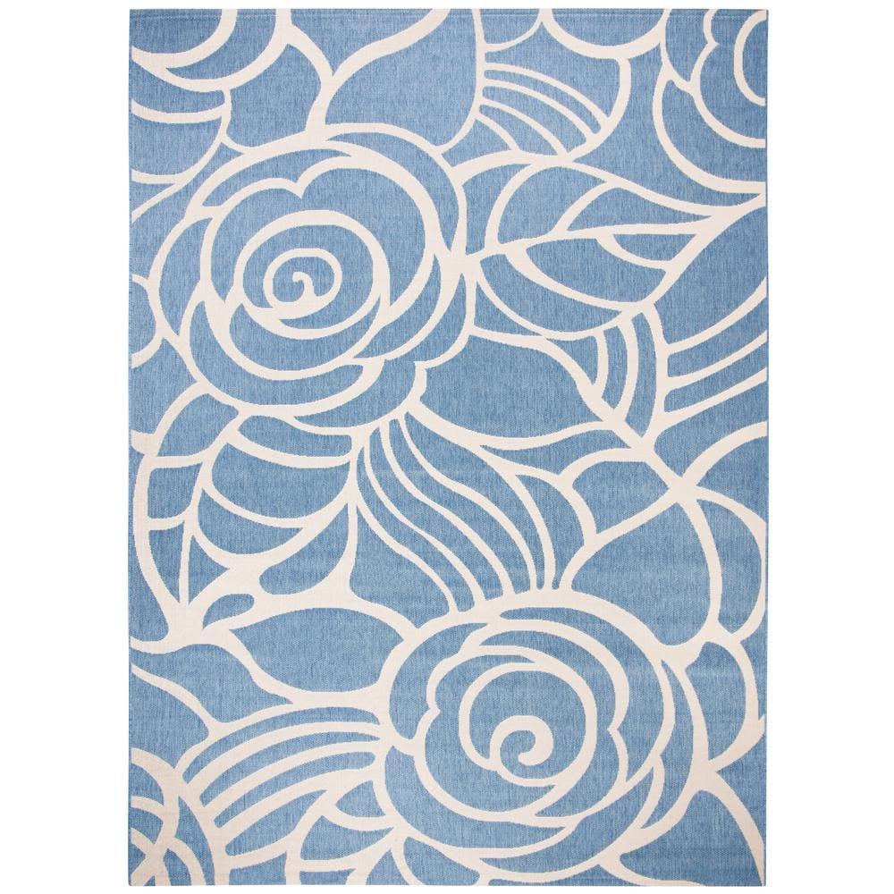 Courtyard CY5141 Power Loomed Indoor/Outdoor Area Rug - Blue/Beige - 8'9"x11'9" - Safavieh.