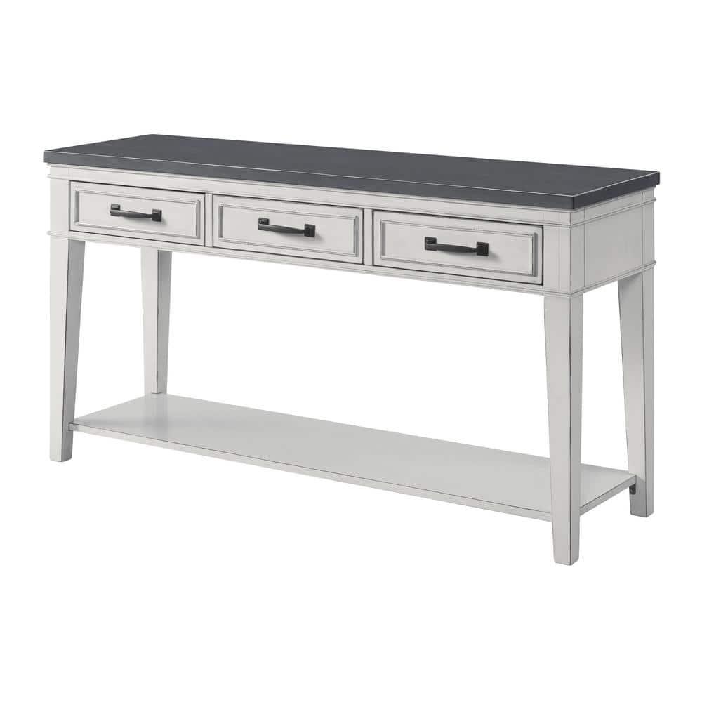 Martin Svensson Home Del Mar 3 Drawer Sofa Console Table White and Grey