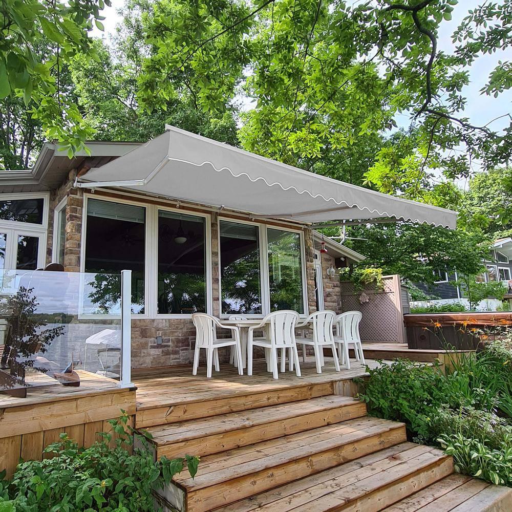 ALEKO ALEKO Motorized Retractable Outdoor Awning with White Frame