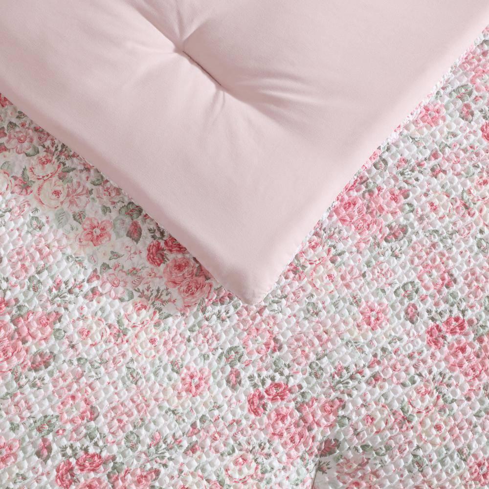 Laura Ashley Laura Ashley Quartet Pink Reversible Easy Care Dorm Bonus Bed Set