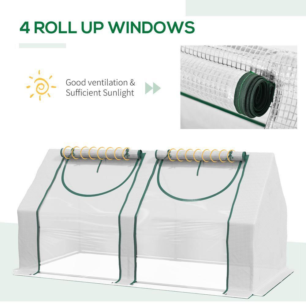 Outsunny 6' x 3' x 3' Portable Greenhouse, Garden Hot House with Two PE/PVC Covers, Steel Frame and 2 Roll Up Windows, Clear