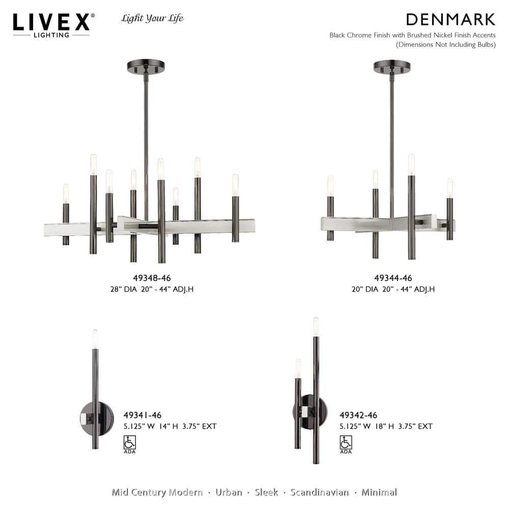 Livex Lighting Denmark 4 - Light Chandelier in  Black Chrome