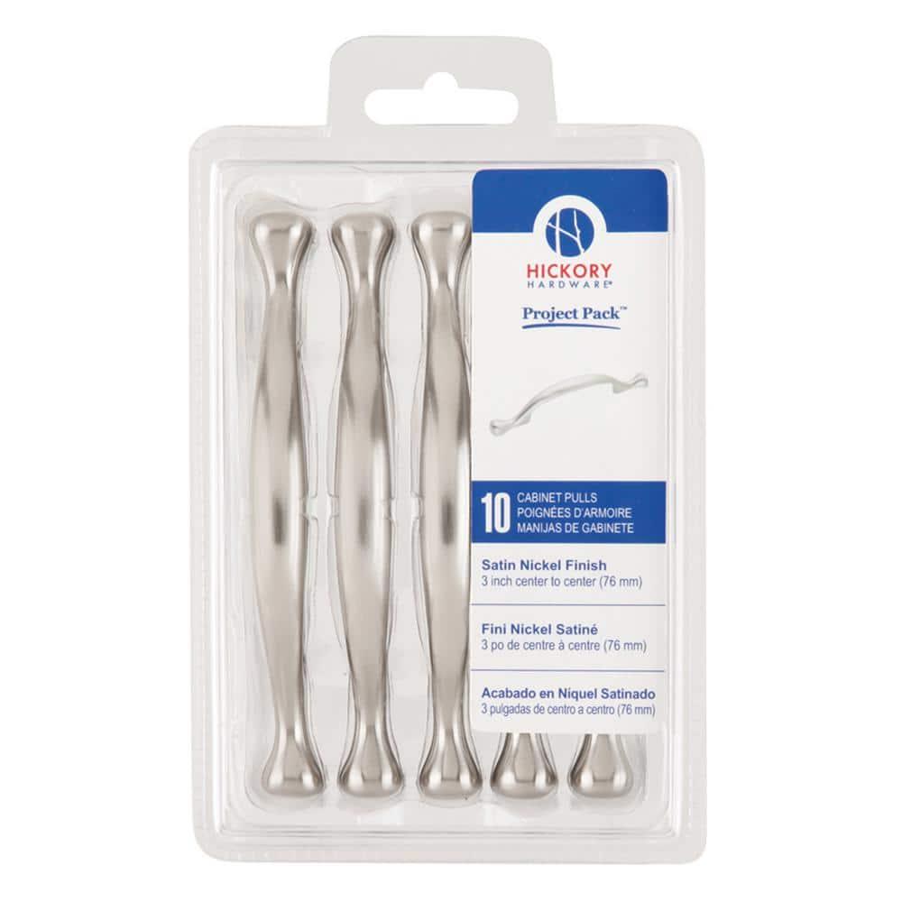 Project Pack 3 in. Center-to-Center Conquest Satin Nickel Cabinet Pulls (10-Pack)