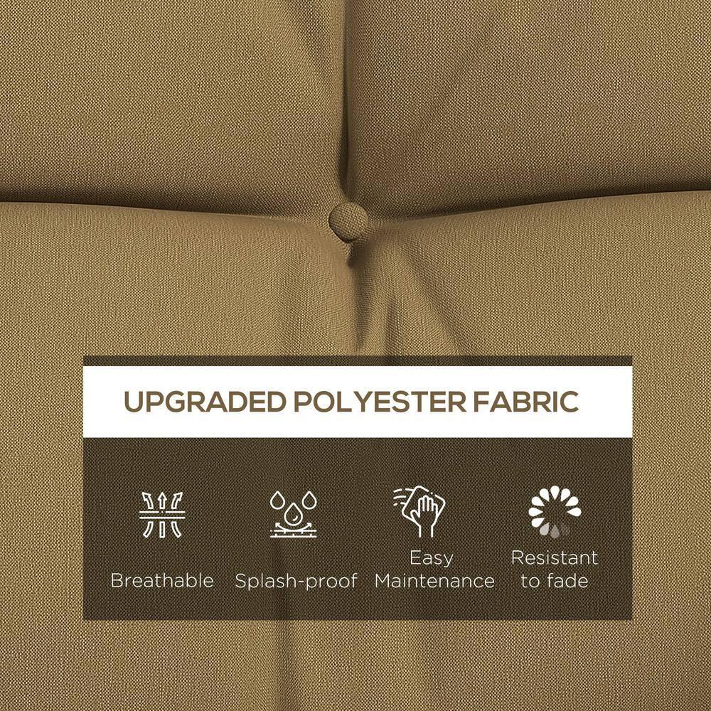 Outsunny 59" Tufted Bench Cushions & Throw Pillows, Replacement Bench Seat Pad, Back & 2 Pillows for Outdoor Furniture, Tan