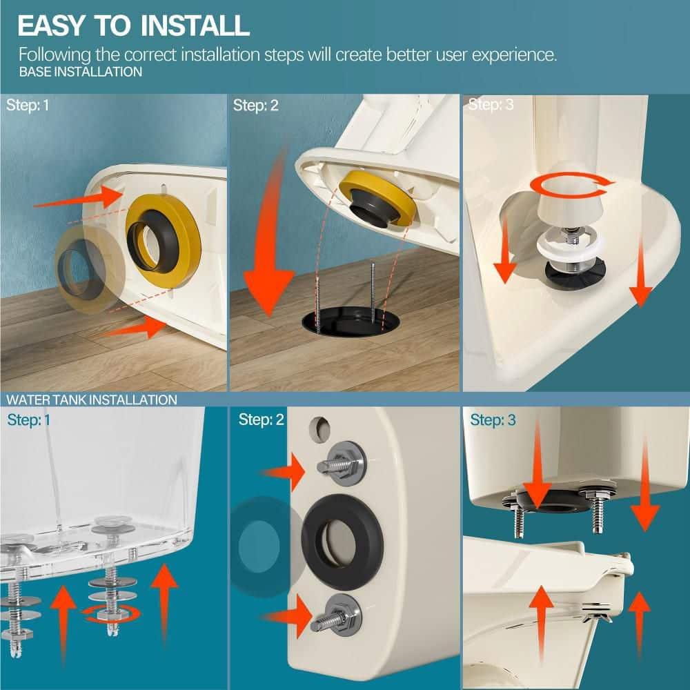 Aguamaph T2019RT 19 in. 2-Piece Toilet 1.1/1.6 GPF Dual Flush Round Toilet ADA Height with Soft-Close Seat