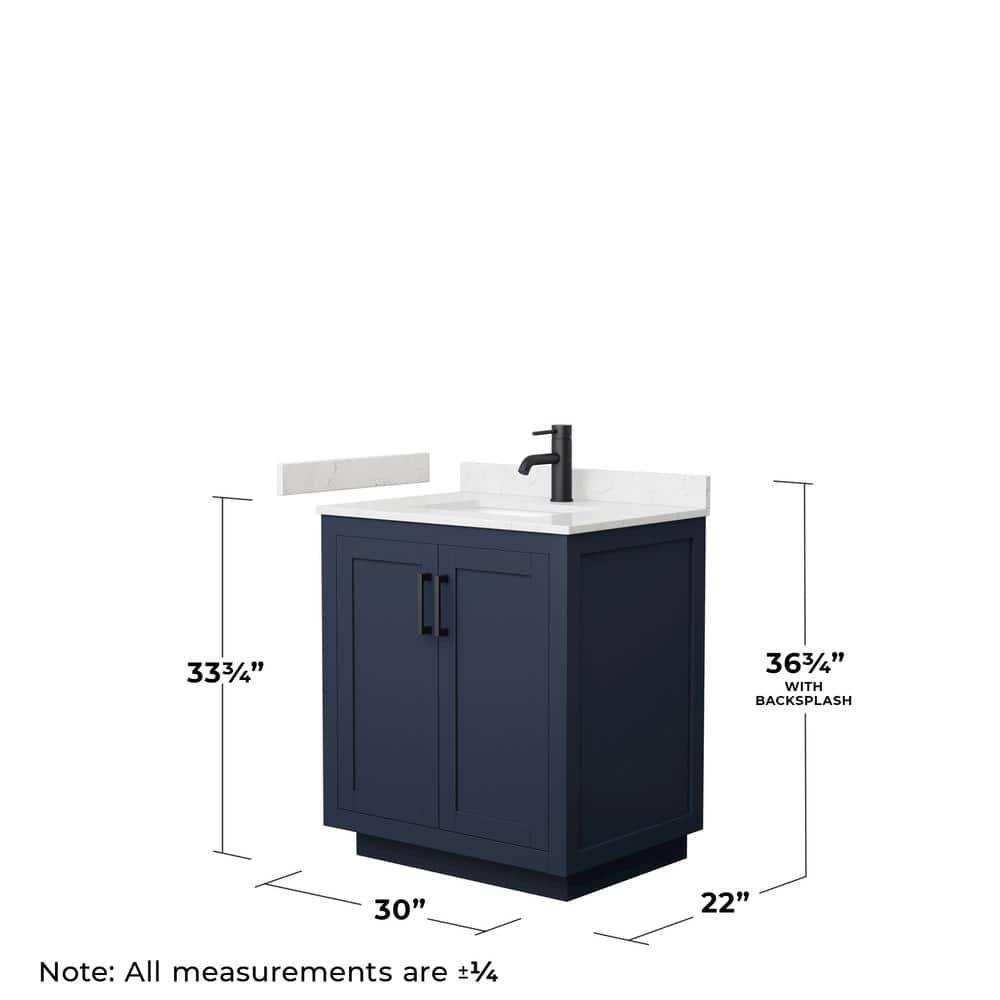 Wyndham Collection Miranda 30" Freestanding Single Bathroom Vanity with Cultured Marble Top